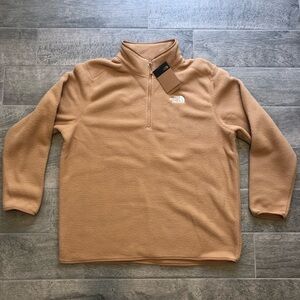 New The North Face Hispare Logo 1/4 Zip Fleece Light Yellow Jacket Men Size 2XL